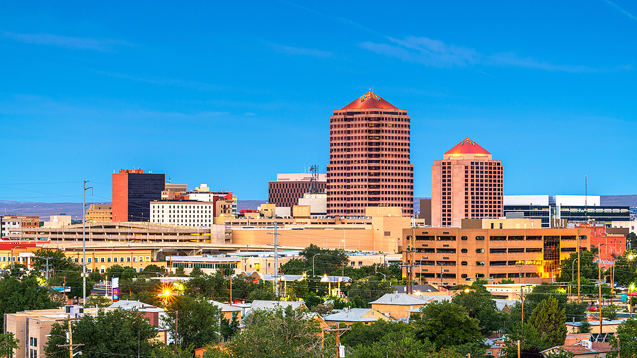 Albuquerque, New Mexico, USA downtown cityscape at twilight. Albuquerque, New Mexico, USA downtown cityscape at twilight.